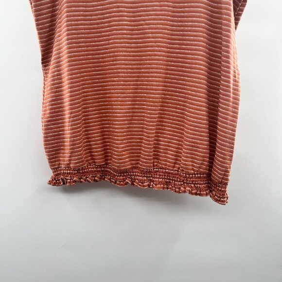 A.N.A Women's Striped Smock Hem Top Coral/White One Size Fits All - Picture 5 of 9